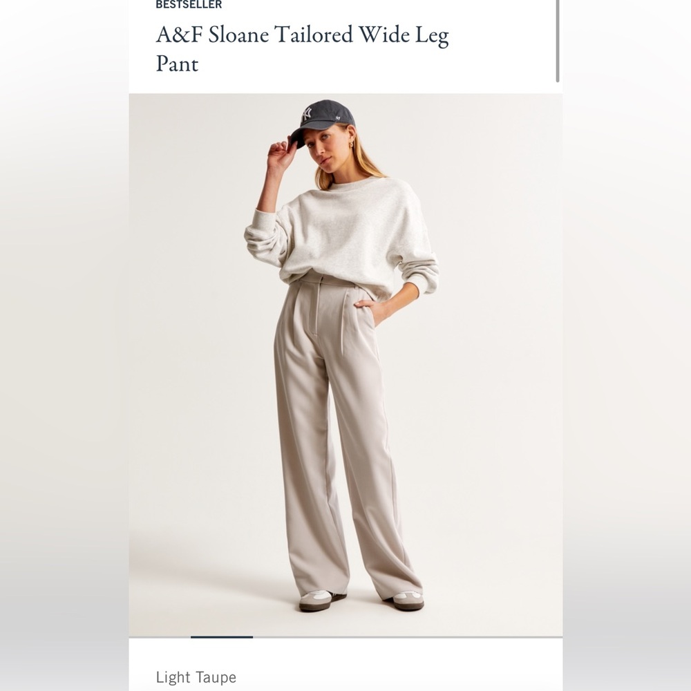 Abercrombie & Fitch Wide Leg Pants in Light Taupe